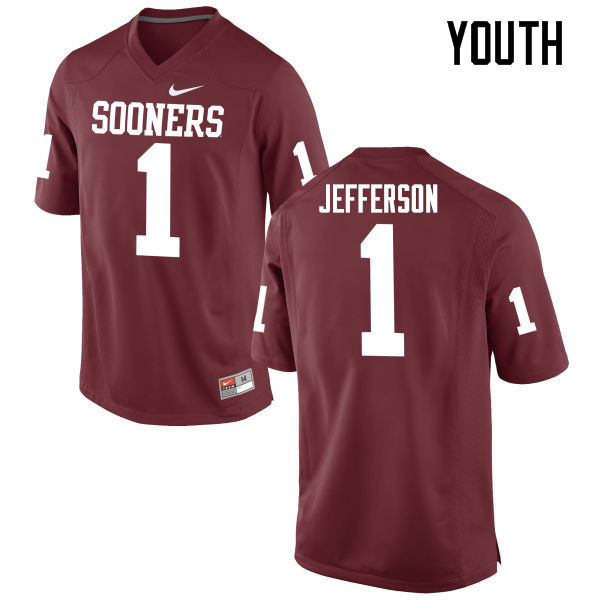 Youth Oklahoma Sooners #1 Tony Jefferson College Football Jerseys Game-Crimson